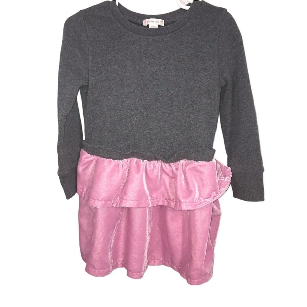 Crewcuts Grey & Pink Velvet Dress